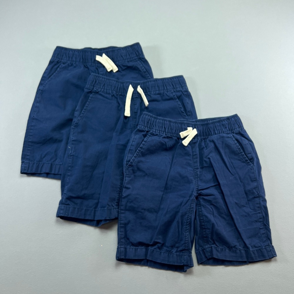 Set Of 3 The Children's Place Pull On Shorts Boys 7 Blue Chino Cotton Loose Fit